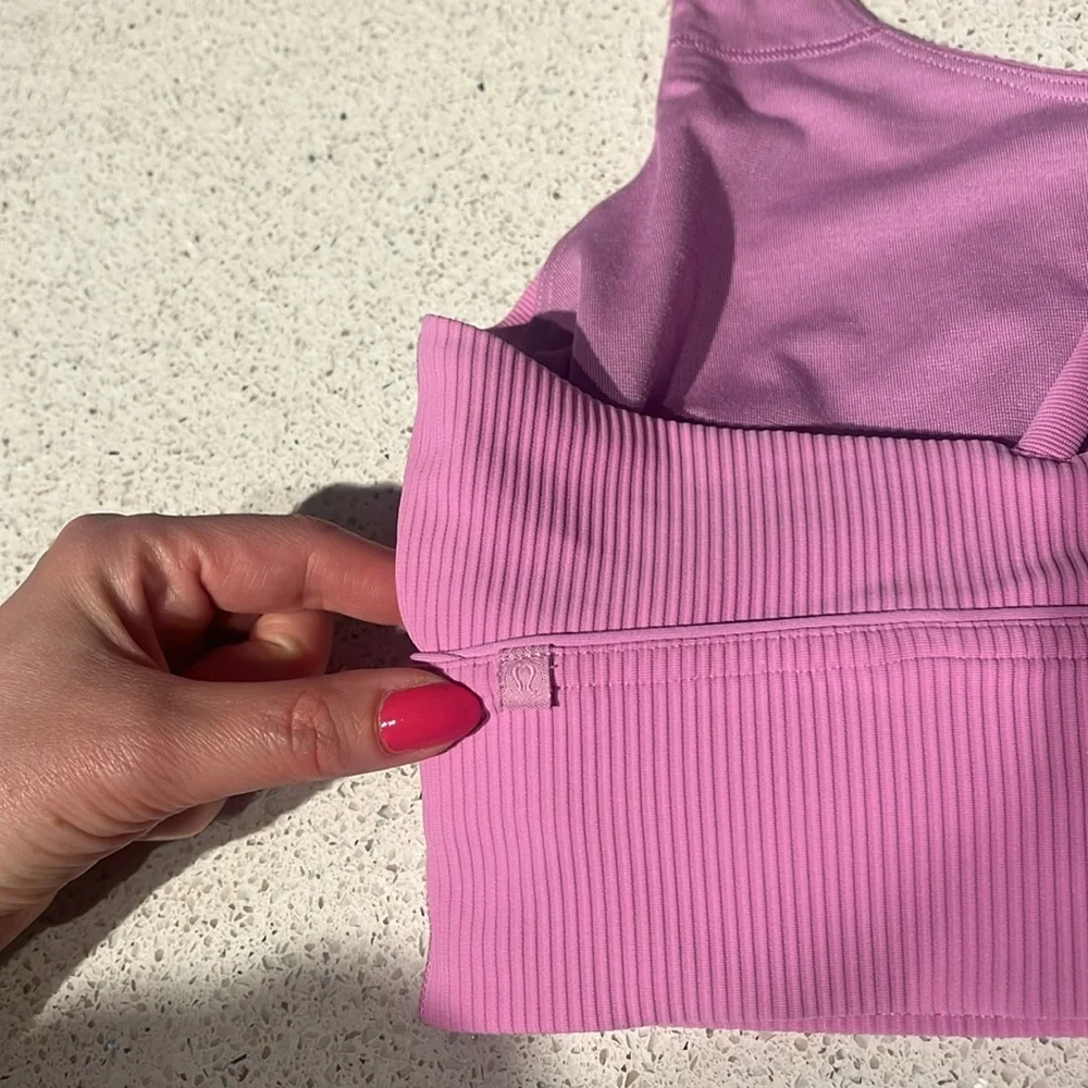 Lululemon Sz 14 Energy Longline Ribbed Bra *Medium Support in Dahlia Mauve Sz 14 - Picture 13 of 16